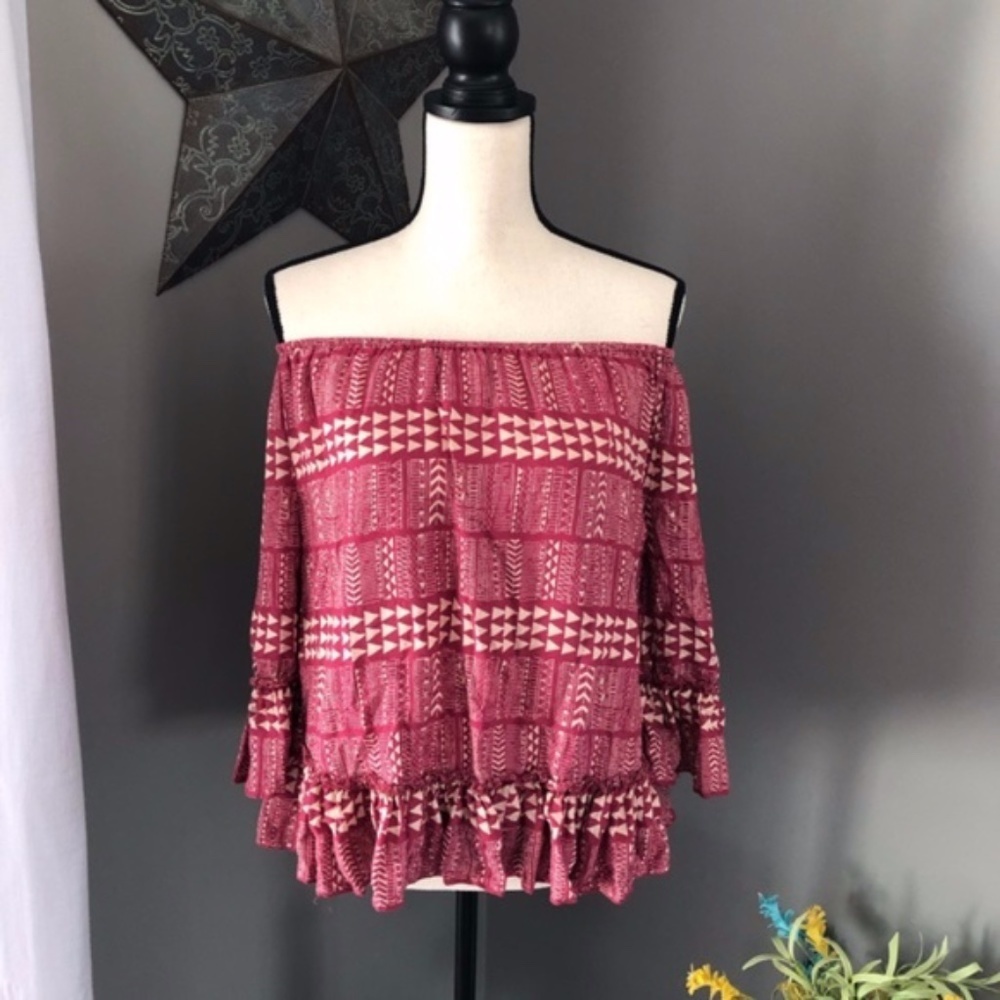 Lucky Brand Off The Shoulder Blouse Pink Sz Small